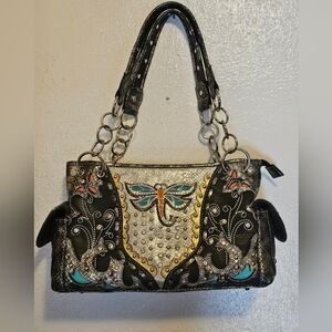 Dragonfly Turquoise Accent Shoulder Bag Purse
